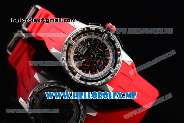 Richard Mille RM 60-01 Asia 2813 Automatic Steel Case with Skeleton Dial and Red Rubber Strap Dot/Arabic Numeral Markers (EF) - Click Image to Close